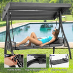 HOMREST 3 Seat Outdoor Porch Swing - Image 3