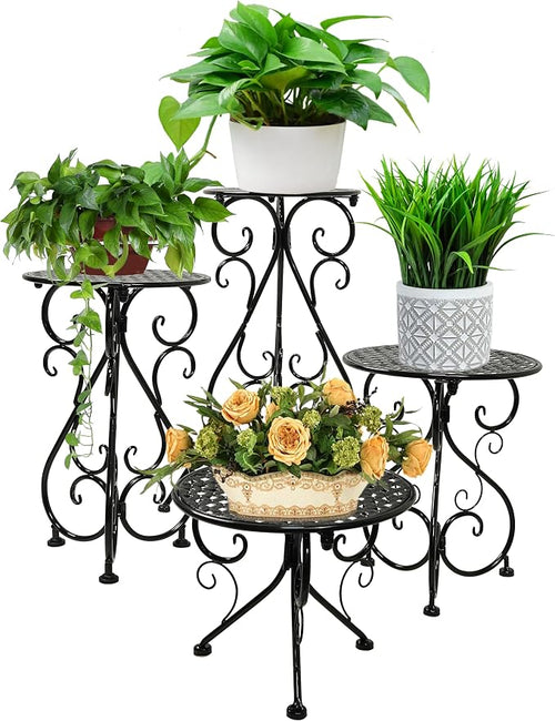4-Pack Metal Plant Stand for Indoor Outdoor, Heavy Duty Flower Pot Stands for by BuyNow