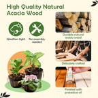 Set of 3 Wooden Flower Boxes Outdoor, Durable Acacia Wood Barrel Planters - Image 4