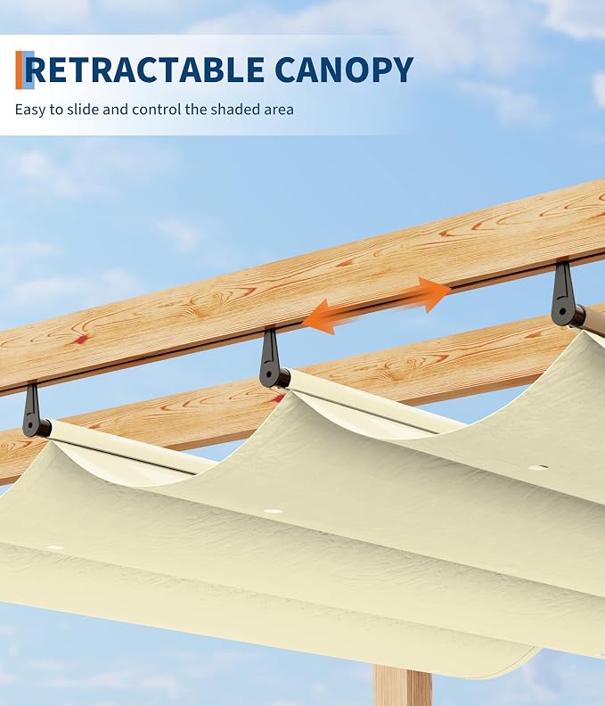 GarveeLife 10 x 13 ft Wood-Grain Aluminum Pergola Outdoor Pergola - Image 4