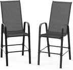 VINGLI Set of 2 Stackable Outdoor Bar Stools – Sling Chairs by VINGLI