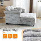VINGLI 56" Oversized Chaise Lounge Chair, Light Grey Comfy Corduroy Chaise Sofa - Image 7