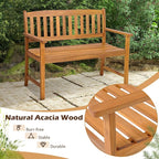 Tangkula Outdoor Acacia Wood Bench, 2-Person Garden Bench - Image 5