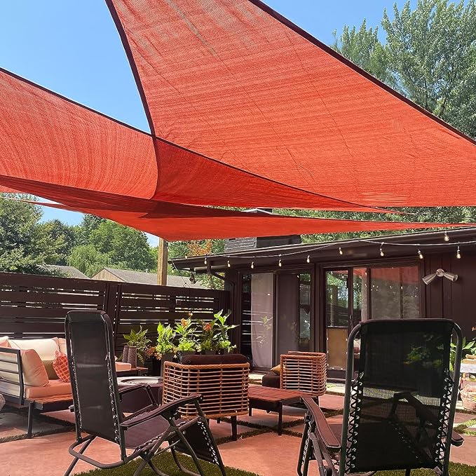 LOVE STORY Custom Size 10'x14'x17.2' Terra Red Sun Shade Sail Right Triangle by LOVESTORY