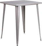 EMMA + OLIVER Commercial Grade 31.5" Square Silver Metal Indoor-Outdoor Bar - Image 3