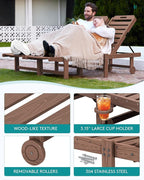 SERWALL Outdoor Chaise Lounge Set of 2, All-Weather HDPE Pool Lounge Chairs - Image 6