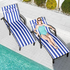 Chaise Lounge Chairs Outdoor Set of 2, Comfy Outside Wicker Patio Pool Lounge by ZZWHOM