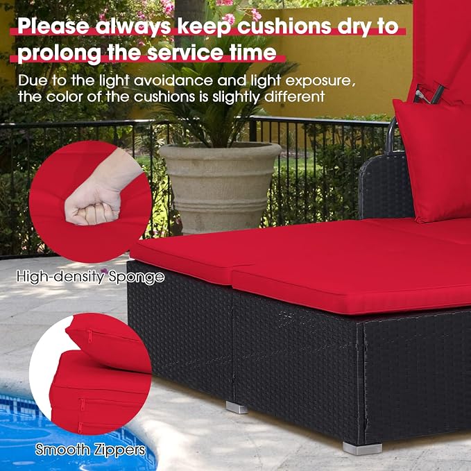 ORALNER Outdoor Daybed, 2-Person Wicker Patio Sofa - Image 5