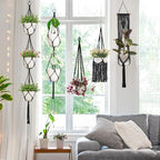 Mkono Macrame Plant Hangers, 5 Pack Different Tiers Indoor Hanging Planters - Image 3