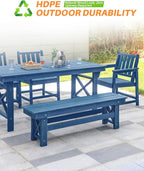 HDPE Outdoor Dining Set of 6, Patio Dining Table Set - Image 5
