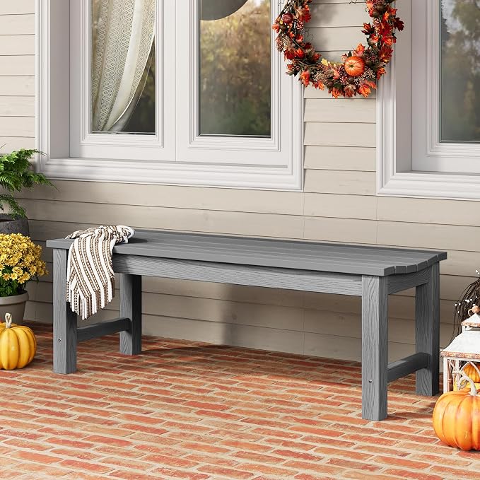 Outdoor Bench, 2-Person Patio Backless Bench Holds up to 800lbs, Weatherproof - Image 2