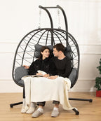 Double Egg Chair with Stand Hammock Swing Chair Foldable Hanging Loveseat by DoubleTT