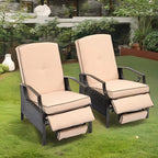 YITAHOME Outdoor Recliner Chair, 2-Piece Patio Adjustable Wicker Reclining by YITAHOME