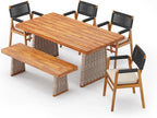 Christopher Knight Home Pasco Acacia Wood Outdoor Dining Table Set - Image 3