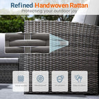 Wisteria Lane 4 Piece Patio Furniture Set, Wicker Outdoor Patio Conversation - Image 4