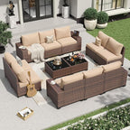 Aoxun 12 Pieces Patio Furniture Set Wicker Rattan Outdoor Sectional by Aoxun