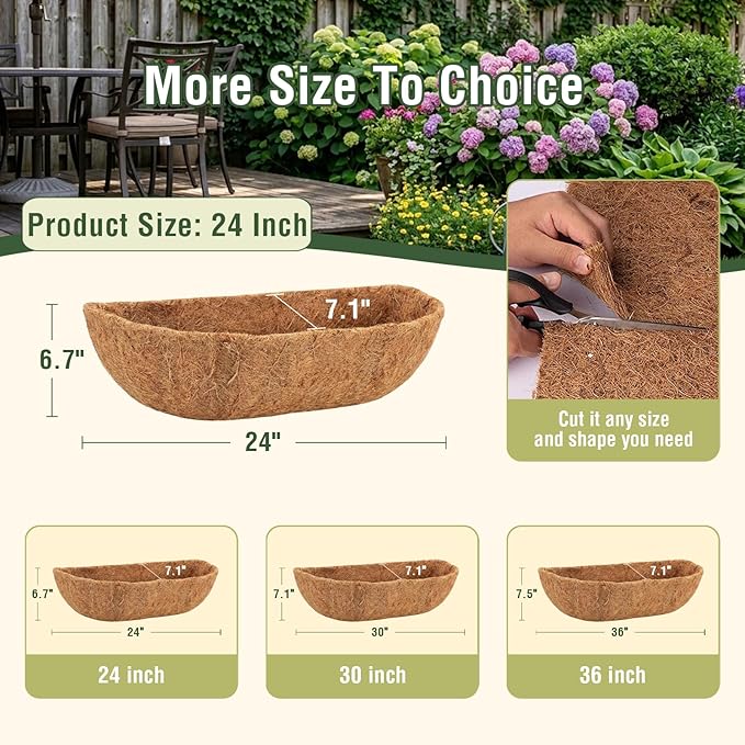 2 Pcs 24 Inch Trough Coco Liner - Image 7