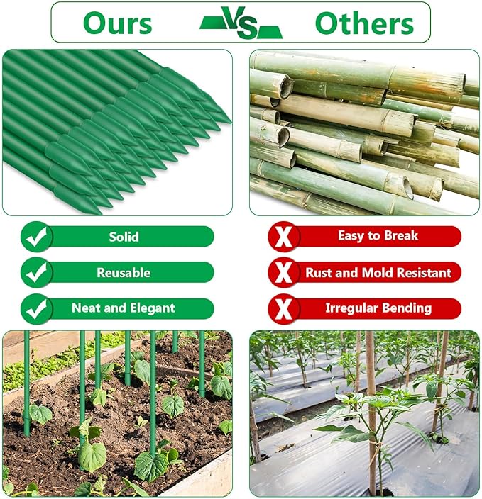 Lezmarket 36 Pack Garden Stakes, Plant Support Stakes, DIY 4ft 5ft 6ft 7ft - Image 4