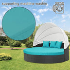 MICTONY Outdoor Daybed Cushion Cover, Sun Bed Round Cushion ONLY, Peacock Blue - Image 4