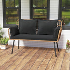 Tangkula Patio Wicker Loveseat, Outdoor Rattan 2-Seat Cushioned Sofa - Image 2