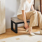 IBUYKE 16 Inch Small Foot Stool Ottoman, Rectangle Linen Foot Rest - Image 5
