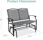 Best Choice Products 2-Person Outdoor Patio Swing Glider Steel Bench Loveseat - Image 3