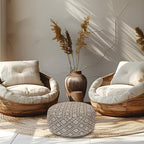 Woven Inflatable Ottoman D21”x H10” Outdoor Indoor Pouf Patio Footrest Stool - Image 5