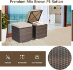 Tangkula 2 Pieces Patio Ottomans, Patiojoy Hand-Woven PE Rattan Side Table - Image 7