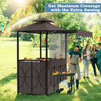 Outdoor Grill Gazebo with Patio Bar Set, Double-Tier BBQ Shelter with Side - Image 2