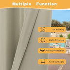 HolidayIdeas Outdoor Curtains for Patio Waterproof, 4 Panels - Image 3