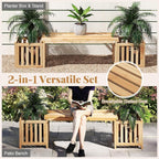 Giantex 2-in-1 Outdoor Bench - Image 7