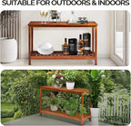 VINGLI 49in Solid Wood Outdoor Console Table, 2-Shelf Wooden Outdoor Accent - Image 4