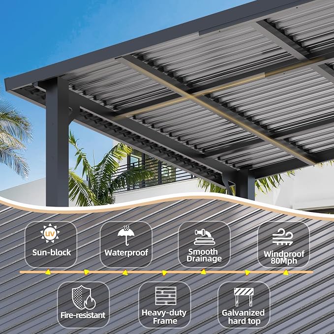 AECOJOY 12' x 10' Outdoor Hardtop Pergola Gazebo - Image 2