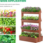 DoCred Vertical Wooden Raised Garden Bed, 4 Tier Garden Planters Freestanding - Image 8