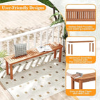 Tangkula Outdoor Wood Bench, 59” Long Patio Dining Bench, Backless Wooden Bench - Image 6