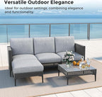 5 Pieces Outdoor Patio Conversation Set – Rattan L-Shaped Corner Sofa - Image 8