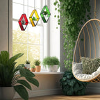 Yaomiao 3 Pcs Stained Glass Hanging Plant Terrariums Hanging Glass Planter - Image 6
