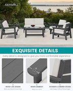 SERWALL HDPE Patio Furniture Set, 5 Piece All Weather Wood-Like Sectional - Image 6