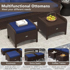 Tangkula 2 Pieces Outdoor Patio PE Wicker Ottomans - Image 8