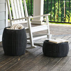 Household Essentials Handwoven Resin Storage Stool Ottoman - Image 3