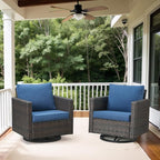 Belord Wicker Chairs Outdoor Bistro Set Oversize Patio Swivel Rocker, Rattan - Image 2