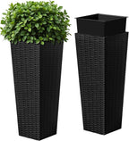 Devoko Resin Tall Planters for Outdoor Plants Set of 2, Large Taper Outdoor by DEVOKO