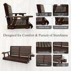 Wooden Porch Swing 2-Seater, High Backrest and Deep Seat, Bench Swing - Image 5