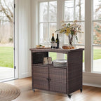 VINGLI Wicker Outdoor Bar Cart - Image 9