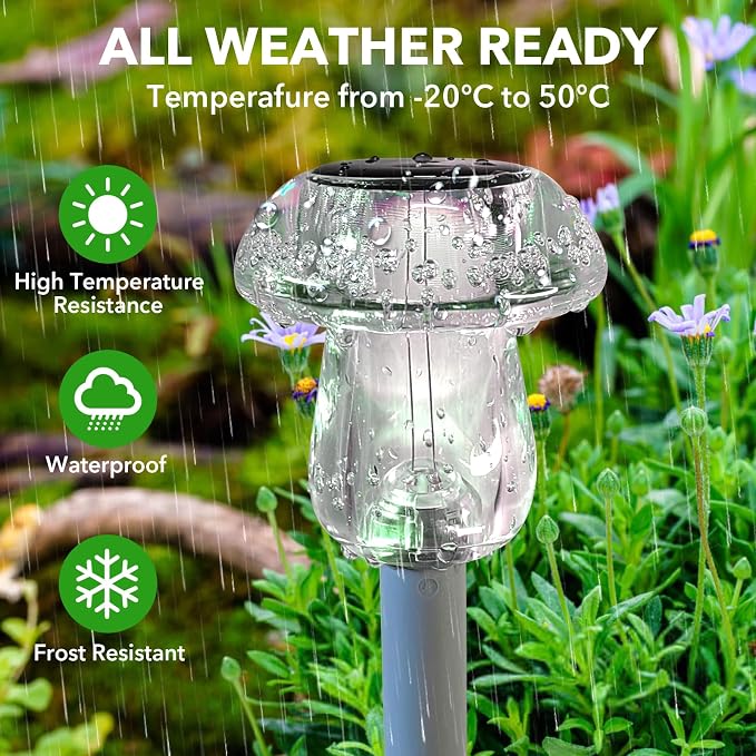 Solar Lights Outdoor, 8 Pack Mushroom Lights Outside Waterproof, Solar Powered - Image 5