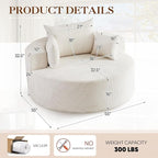 Antetek Oversized Round Chaise Longue Chair Indoor, Modern 55-inch Upholstered - Image 2