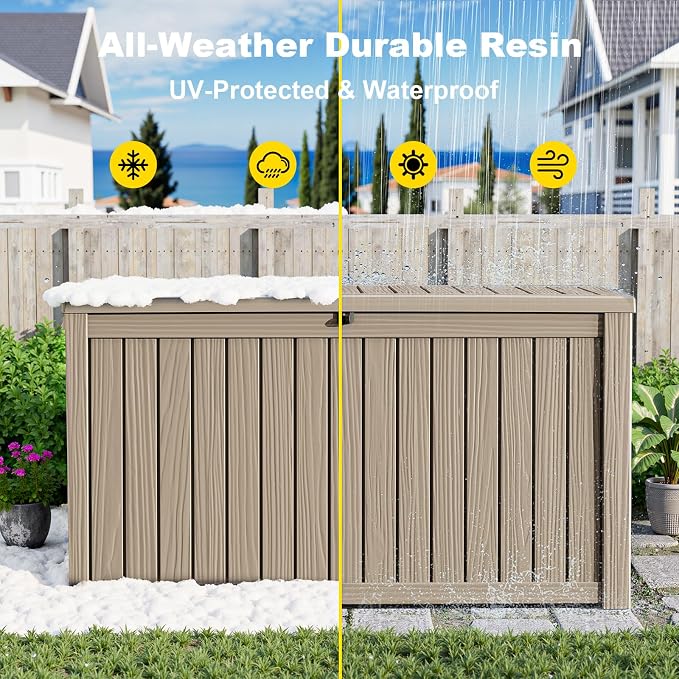 200 Gallon Waterproof Outdoor Storage Box, Resin Deck Box, Lockable Outside - Image 7