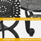 Cast Aluminum Outdoor Side Table, Small Patio Table, Outdoor Coffee Tables - Image 5
