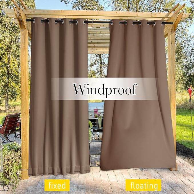 NICETOWN 2 Panels Weighted Blackout Curtains Patio Waterproof Outdoor Curtains - Image 5