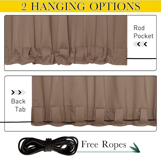 NICETOWN 2 Panels Weighted Blackout Curtains Patio Waterproof Outdoor Curtains - Image 4